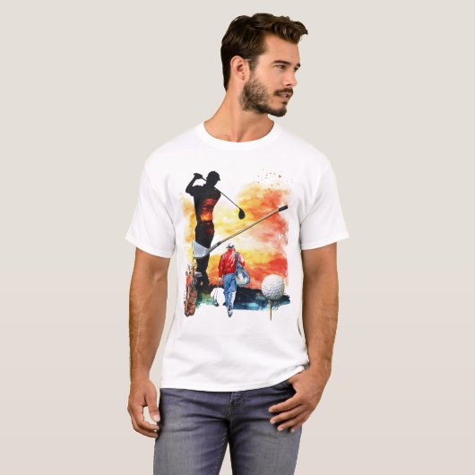 Golfers Tee Time Heren Basic T-Shirt (Voorkant volledig)