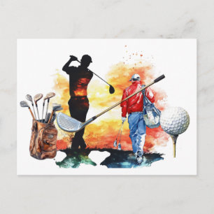 Golfers Tee Time Heren Basic T-Shirt Briefkaart
