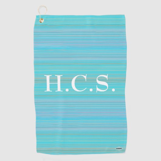 Golfer's Towel Aqua met Stripes HAMbyWG Golfhanddoek (Voorkant)