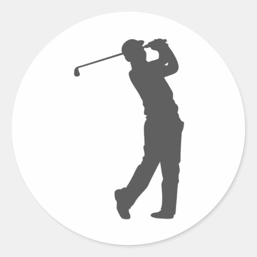 Golferspeler silhouette ronde sticker (Voorkant)