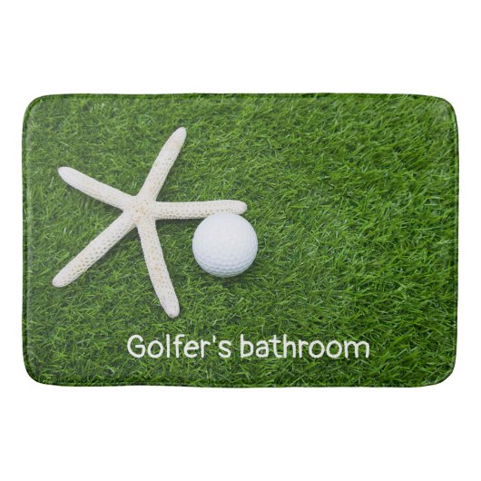 Golfertoilet met golfballen op groen gras badmat (Voorkant)