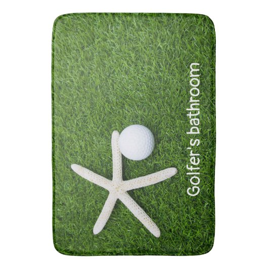 Golfertoilet met golfballen op groen gras badmat (Voorkant Verticaal)