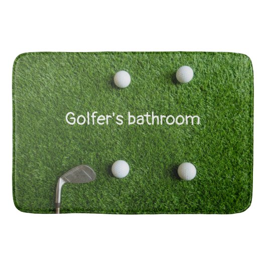 Golfertoilet met golfballen op groen gras badmat (Voorkant)