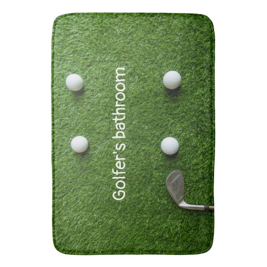 Golfertoilet met golfballen op groen gras badmat (Voorkant Verticaal)