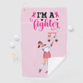 Golfervrouw in roze voor voorlichting over borstka golfhanddoek (Insitu)