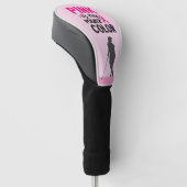 Golfervrouw in roze voor voorlichting over borstka golfheadcover (Schuin)