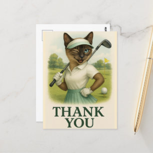 Golfervrouw op de golfbaan Dank u Briefkaart