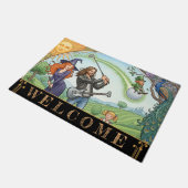 Golffamilie met Heks, Rockstar, Leprechaun / Kunst Deurmat (Schuin)