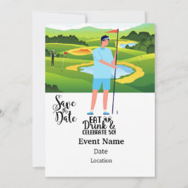 Golffeest 50e verjaardag Save the Date voor golfer Kaart