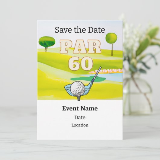 Golffeest 60e verjaardag Save the Date voor golfer Kaart (Staand voorkant)