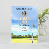 Golffeest 70e verjaardag Save the Date voor golfer Kaart (Staand voorkant)