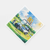 Golffeest 80e verjaardag met golfkar op groen servet (Hoek)