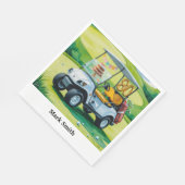 Golffeest 80e verjaardag met golfkar op groen servet (Hoek)