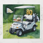 Golffeest 80e verjaardag met golfkar op groen sparkling wijnetiket (Enkel label)