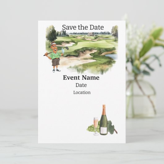 Golffeest 80e verjaardag Save the Date voor golfer Kaart (Staand voorkant)