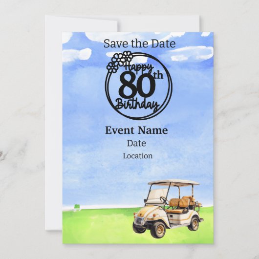 Golffeest 80e verjaardag Save the Date voor golfer Kaart (Voorkant)