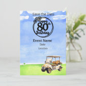 Golffeest 80e verjaardag Save the Date voor golfer Kaart (Staand voorkant)