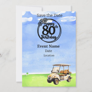 Golffeest 80e verjaardag Save the Date voor golfer Kaart