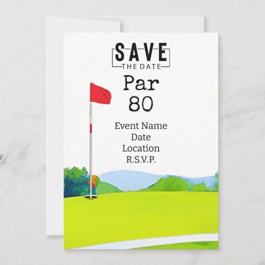 Golffeest 80e verjaardag Save the Date voor golfer Kaart (Voorkant)