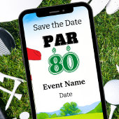 Golffeest 80e verjaardag Save the Date voor golfer Kaart