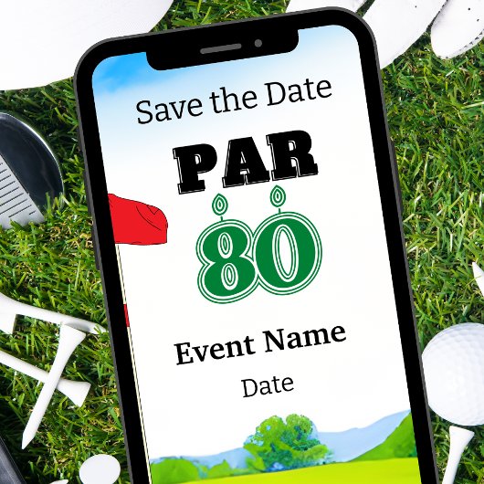 Golffeest 80e verjaardag Save the Date voor golfer Kaart