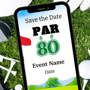 Golffeest 80e verjaardag Save the Date voor golfer Kaart