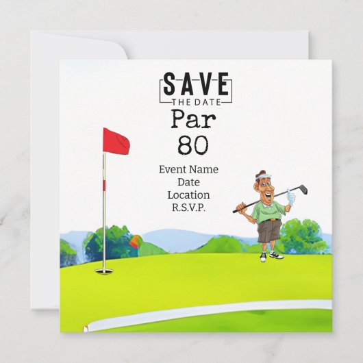 Golffeest 80e verjaardag Save the Date voor golfer Kaart (Voorkant)