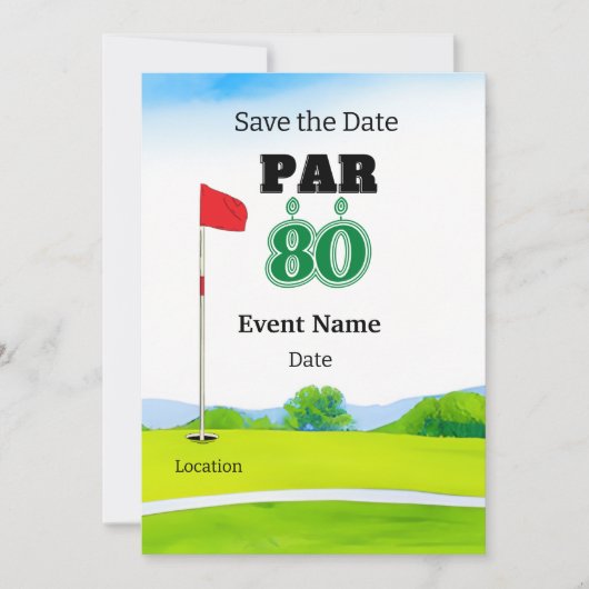 Golffeest 80e verjaardag Save the Date voor golfer Kaart (Voorkant)