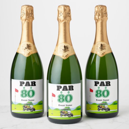 Golffeest 80e verjaardag sparkling wijnetiket (Flessen)