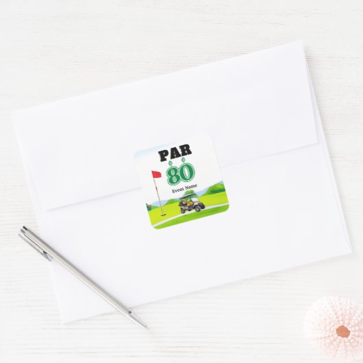 Golffeest 80e verjaardag vierkante sticker (Envelop)