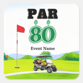 Golffeest 80e verjaardag vierkante sticker