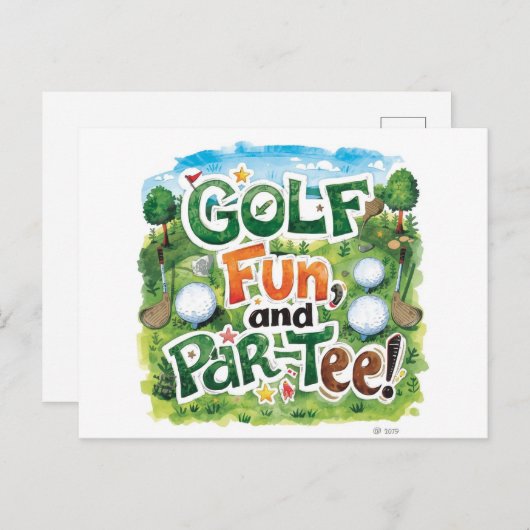 Golffeest Grappig gezegde t-shirt omhoog voor par  Briefkaart (Voorkant / Achterkant)