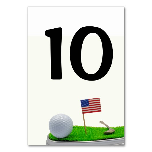 Golffeest met golfbal en Amerikaanse vlag Kaart (Voorkant)