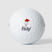 Golffeest met Pet van de kerstman op golfbal Golfballen (Voorkant)