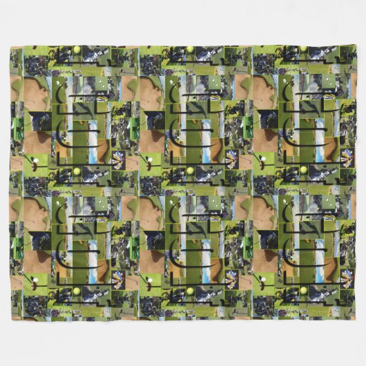 Golffoto Collage en Logo, groot Fleece Deken (Voorkant (Horizontaal))