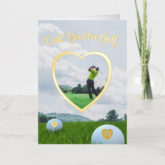 Golffoto Folie Hart Lijst Vaderdag Kaart (Voorkant)