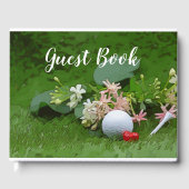 Golfgastenboek met golfbal en t-shirt op flora gastenboek (Voorkant)
