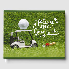 Golfgastenboek met golfbal voor golfer feestje gastenboek
