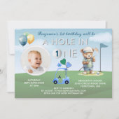 Golfgat in een foto jongen eerste verjaardag par-T Kaart (Voorkant)