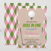 Golfgat in een uitnodiging voor een verjaardagsfee (Voorkant / Achterkant)