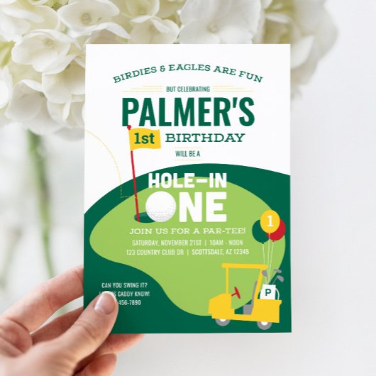 Golfgat in één verjaardagsuitnodiging kaart
