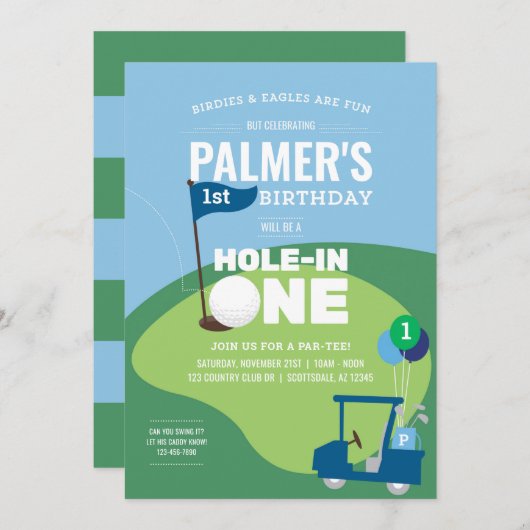 Golfgat in één verjaardagsuitnodiging kaart (Voorkant / Achterkant)