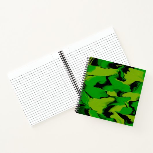 Golfgroen en Zwart Golvend Notitieboek (Binnen)