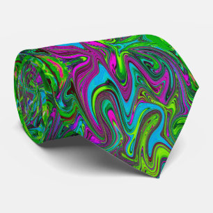 Golfgroene, blauwe en magenta abstracte kunst stropdas