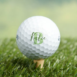 Golfgroene monogram, initiaal golfballen
