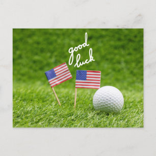 Golfgroet golfbal geluk Vlag Amerika Briefkaart