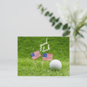 Golfgroet golfbal geluk Vlag Amerika Briefkaart (Staand voorkant)