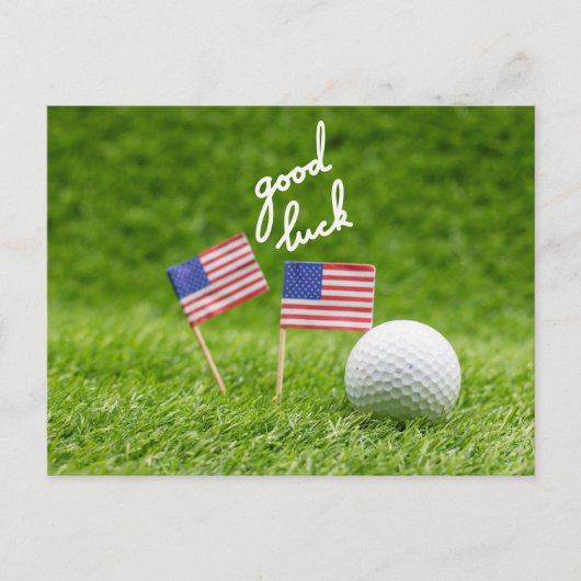 Golfgroet golfbal geluk Vlag Amerika Briefkaart (Voorkant)