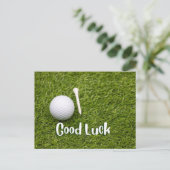 Golfgroet golfbal veel geluk met golfer briefkaart (Staand voorkant)