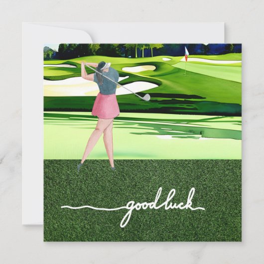 Golfgroet golfbal veel succes voor dame golfer (Voorkant)